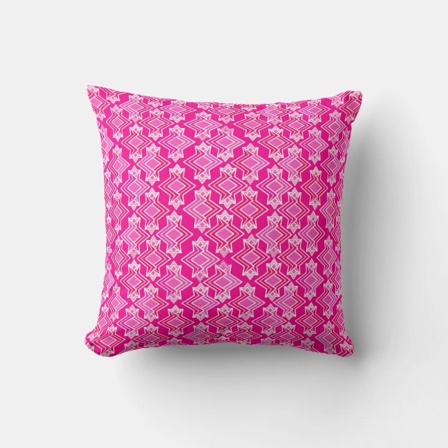 Art Deco Wallpaper Pattern, Fuchsia Pink Cushion (Front)