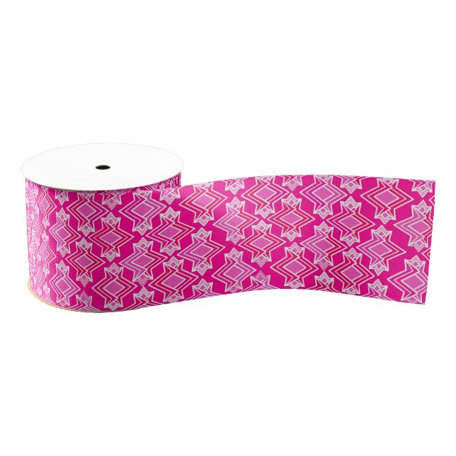 Art Deco Wallpaper Pattern, Fuchsia Pink Grosgrain Ribbon (Spool)