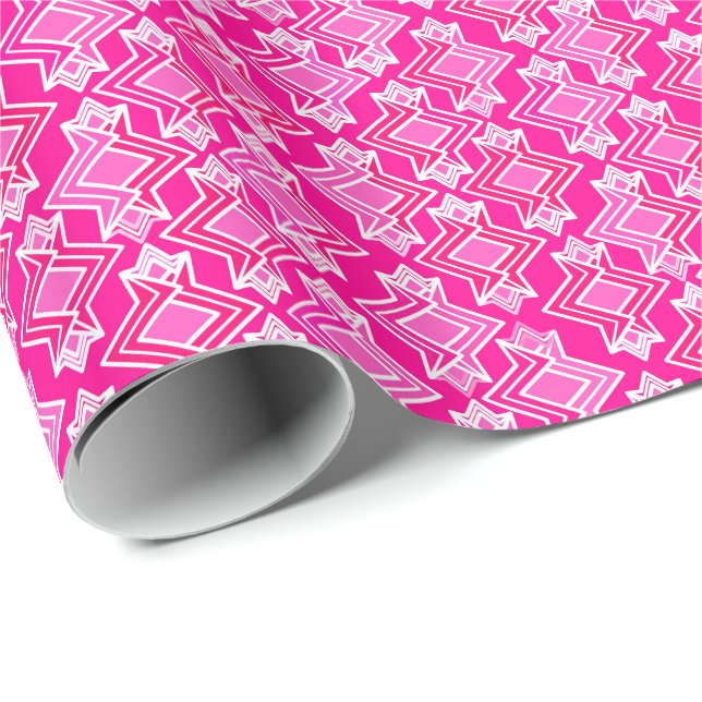 Art Deco Wallpaper Pattern, Fuchsia Pink Wrapping Paper (Roll Corner)