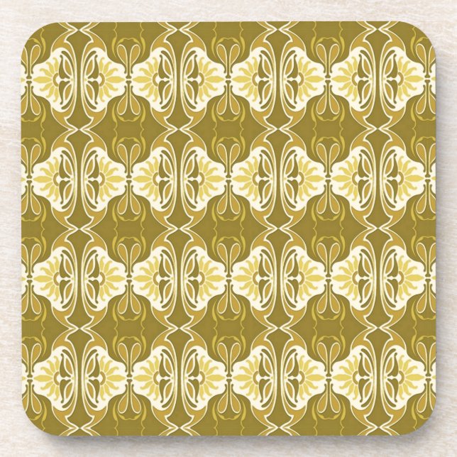 Art Deco wallpaper pattern - gold and white Coaster (Front)