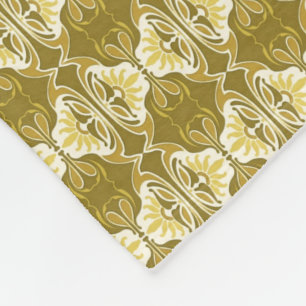 Art Deco wallpaper pattern - gold and white Fleece Blanket