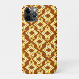 Art Deco Wallpaper Pattern, Golden Brown iPhone 11 Pro Case