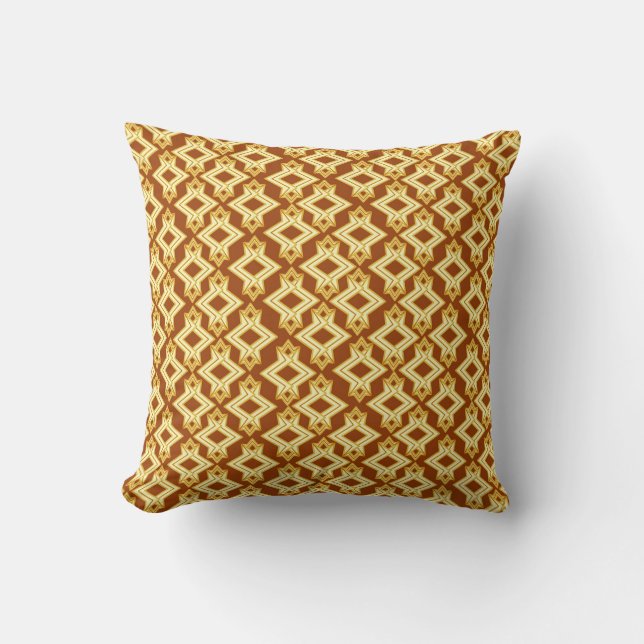 Art Deco Wallpaper Pattern, Golden Brown Cushion (Front)