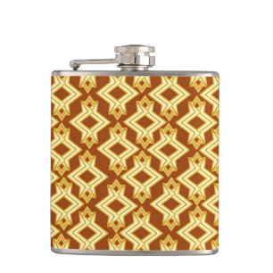 Art Deco Wallpaper Pattern, Golden Brown Hip Flask