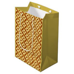 Art Deco Wallpaper Pattern, Golden Brown Medium Gift Bag