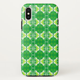 Art Deco wallpaper pattern - green and white iPhone XS Case