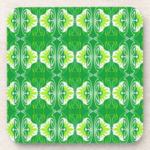 Art Deco wallpaper pattern - green and white Coaster