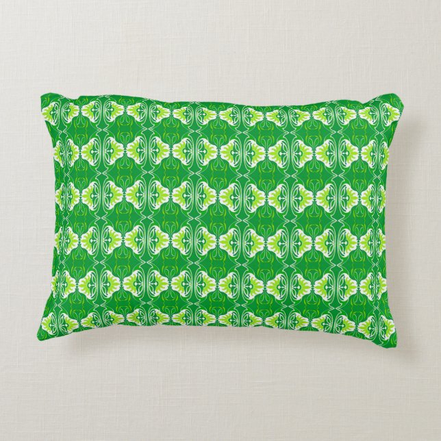 Art Deco wallpaper pattern - green and white Decorative Cushion (Back)
