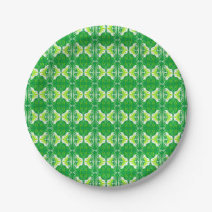 Art Deco wallpaper pattern - green and white Paper Plate