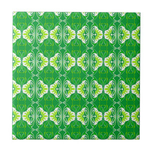 Art Deco wallpaper pattern - green and white Tile