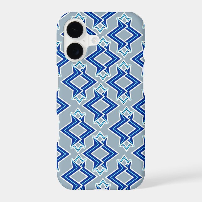 Art Deco Wallpaper Pattern, Grey / Grey and Blue (Back)