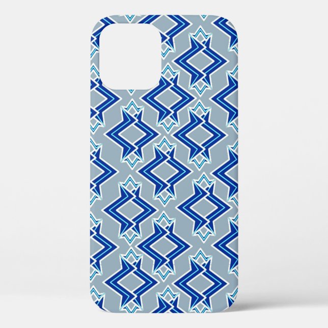 Art Deco Wallpaper Pattern, Grey / Grey and Blue Case-Mate iPhone Case (Back)