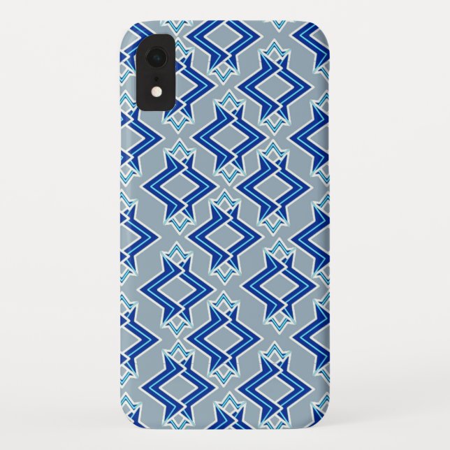 Art Deco Wallpaper Pattern, Grey / Grey and Blue Case-Mate iPhone Case (Back)