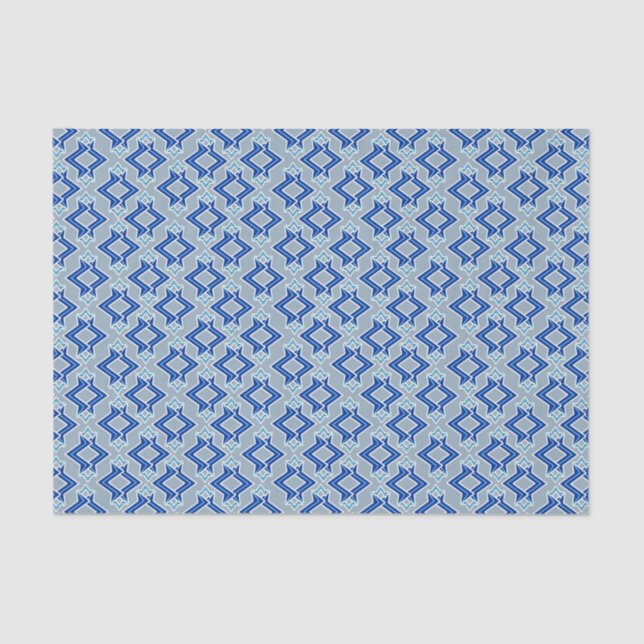 Art Deco Wallpaper Pattern, Grey / Grey and Blue Tissue Paper (Front)
