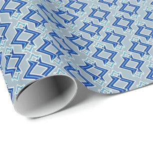 Art Deco Wallpaper Pattern, Grey / Grey and Blue Wrapping Paper