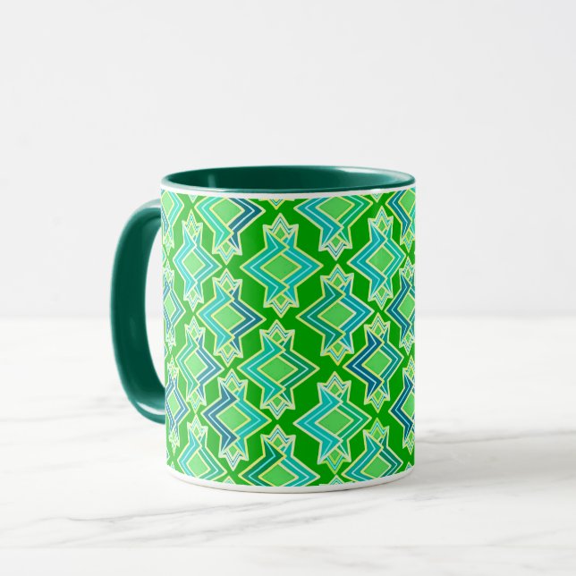 Art Deco Wallpaper Pattern, Jade Green Mug (Front Left)