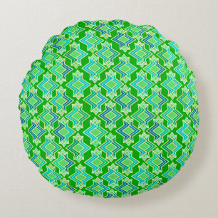 Art Deco Wallpaper Pattern, Jade Green Round Cushion