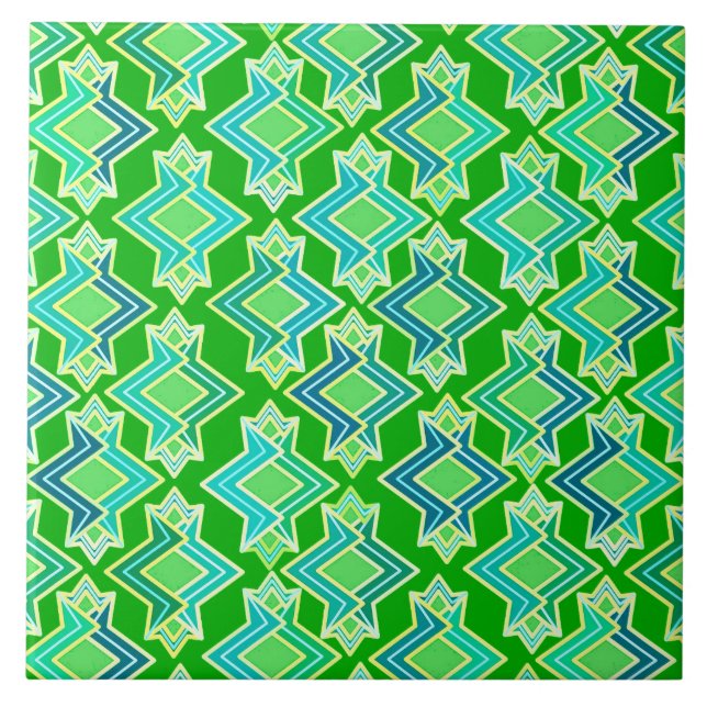 Art Deco Wallpaper Pattern, Jade Green Tile (Front)