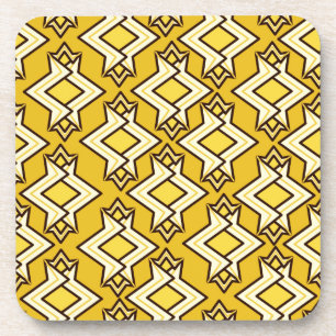 Art Deco Wallpaper Pattern, Mustard Gold Coaster