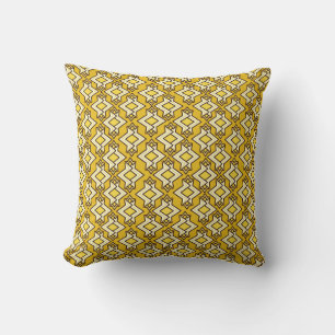 Art Deco Wallpaper Pattern, Mustard Gold Cushion