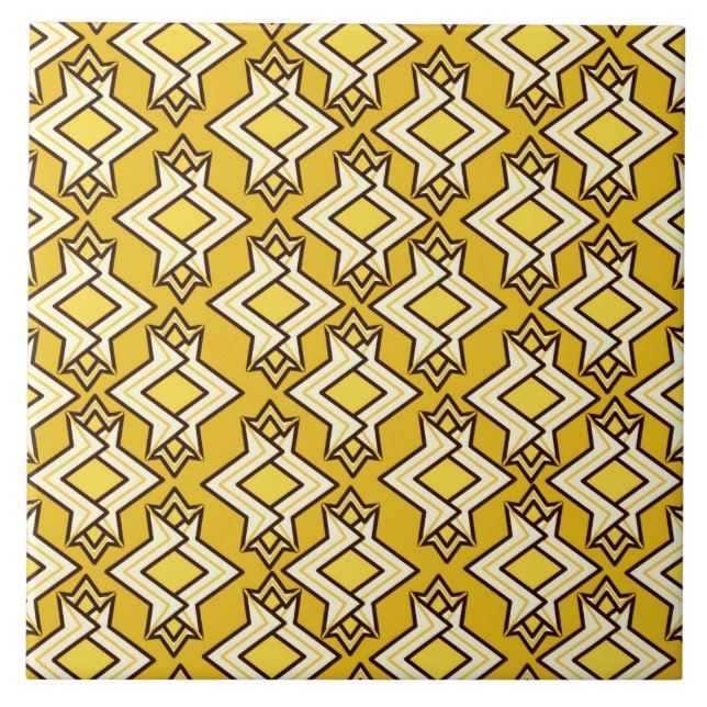 Art Deco Wallpaper Pattern, Mustard Gold Tile (Front)