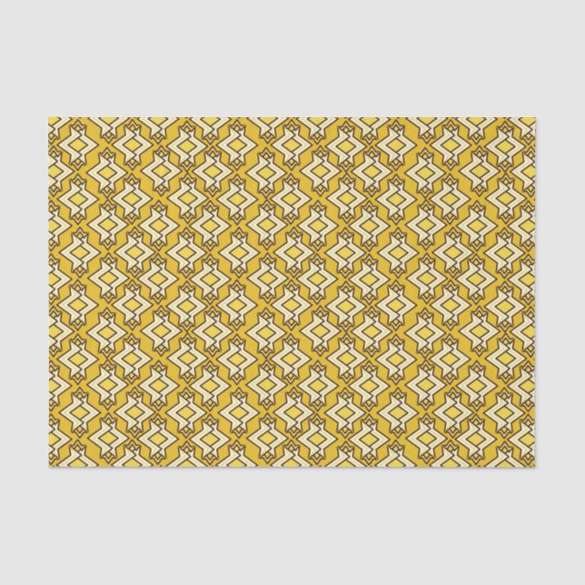 Art Deco Wallpaper Pattern, Mustard Gold Tissue Paper (Front)