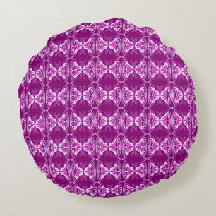 Art Deco wallpaper pattern - purple and white Round Cushion