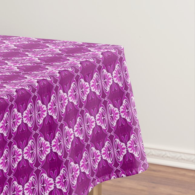 Art Deco wallpaper pattern - purple and white Tablecloth (In Situ)