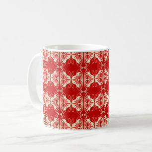 Art Deco wallpaper pattern - red and white Coffee Mug
