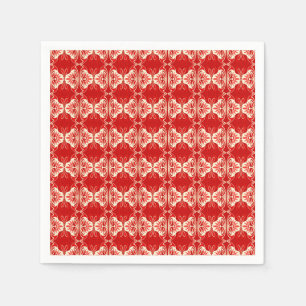 Art Deco wallpaper pattern - red and white Napkin