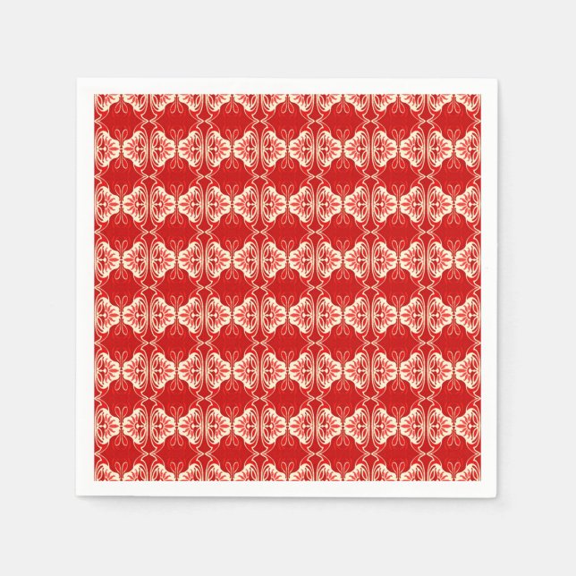 Art Deco wallpaper pattern - red and white Napkin (Front)