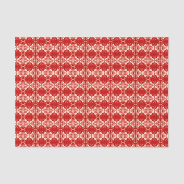 Art Deco wallpaper pattern - red and white Tissue Paper (Front)