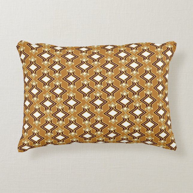 Art Deco Wallpaper Pattern, Tan and Brown Decorative Cushion (Front)