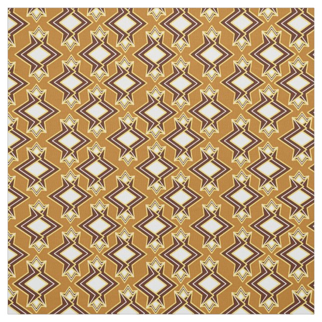 Art Deco Wallpaper Pattern, Tan and Brown Fabric (Swatch)