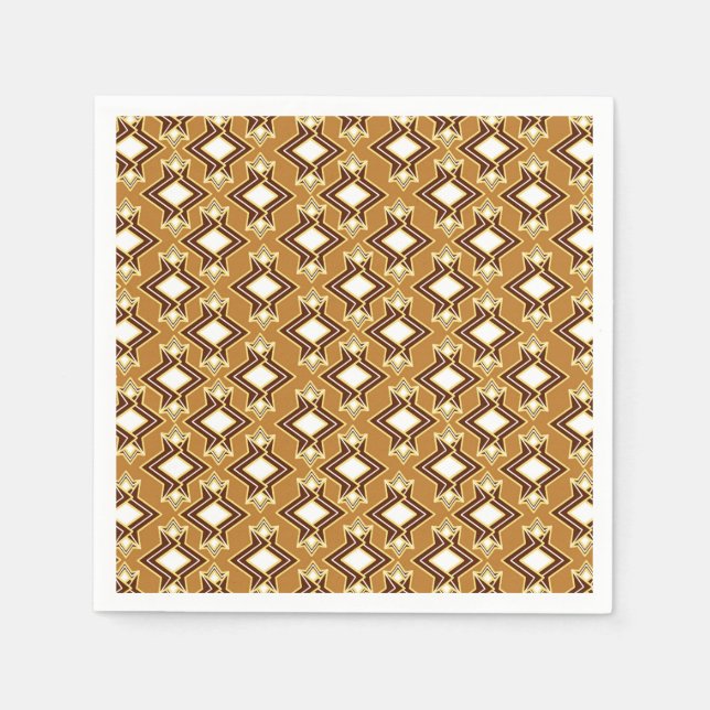 Art Deco Wallpaper Pattern, Tan and Brown Napkin (Front)