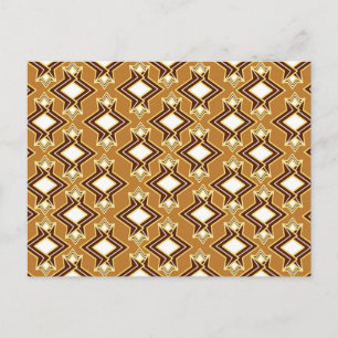 Art Deco Wallpaper Pattern, Tan and Brown Postcard