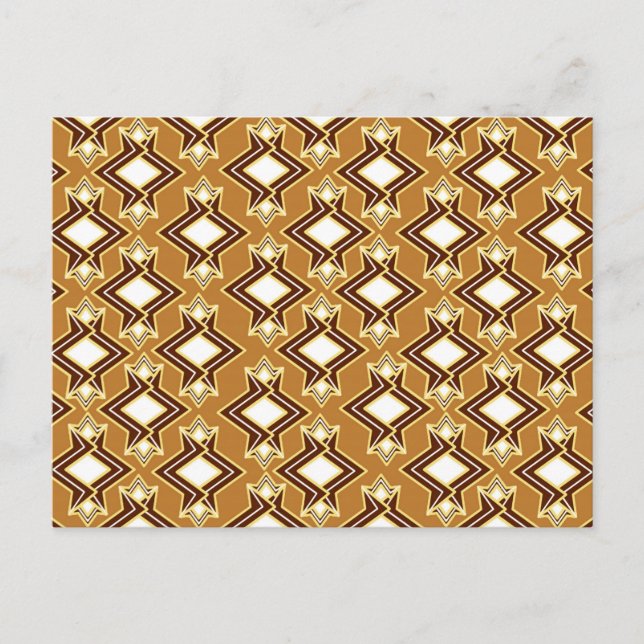 Art Deco Wallpaper Pattern, Tan and Brown Postcard (Front)