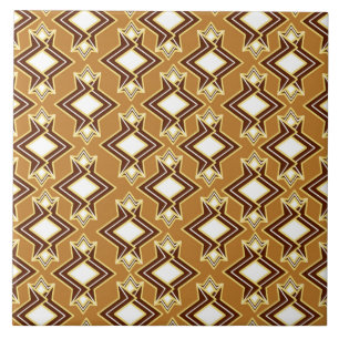Art Deco Wallpaper Pattern, Tan and Brown Tile