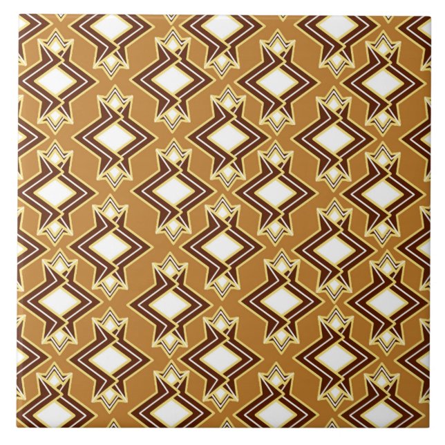 Art Deco Wallpaper Pattern, Tan and Brown Tile (Front)
