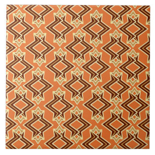 Art Deco Wallpaper Pattern, Terracotta / Rust Tile