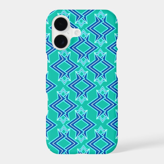 Art Deco Wallpaper Pattern, Turquoise and Cobalt (Back)