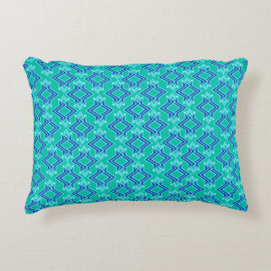Art Deco Wallpaper Pattern, Turquoise and Cobalt Decorative Cushion