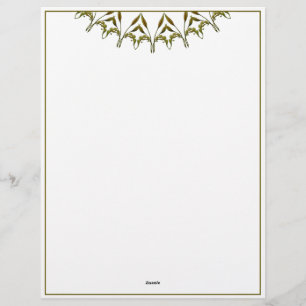 Art Deco watercolor leaves Custom Letterhead
