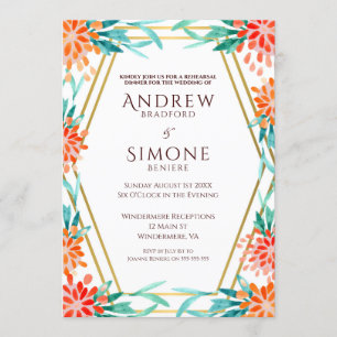 Art Deco Watercolor Rehearsal Dinner Invitation