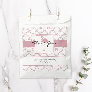 Art Deco Wave Patten Pink Flamingo Birthday Favour Bags