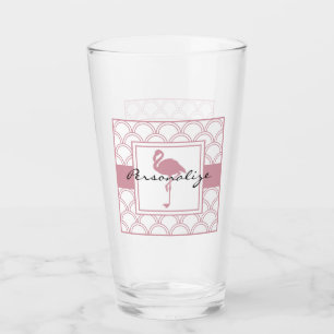 Art Deco Wave Patten Pink Flamingo Glass