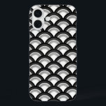 Art Deco wave pattern - black and white iPhone 16 Plus Case<br><div class="desc">An Art Deco pattern based on the traditional wave pattern often seen in Japanese textiles,  in black,  white and grey</div>