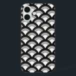 Art Deco wave pattern - black and white iPhone 16 Plus Case<br><div class="desc">An Art Deco pattern based on the traditional wave pattern often seen in Japanese textiles,  in black,  white and grey</div>