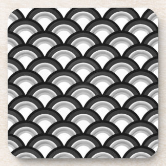 Art Deco wave pattern - black and white Coaster