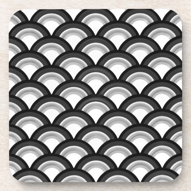 Art Deco wave pattern - black and white Coaster (Front)